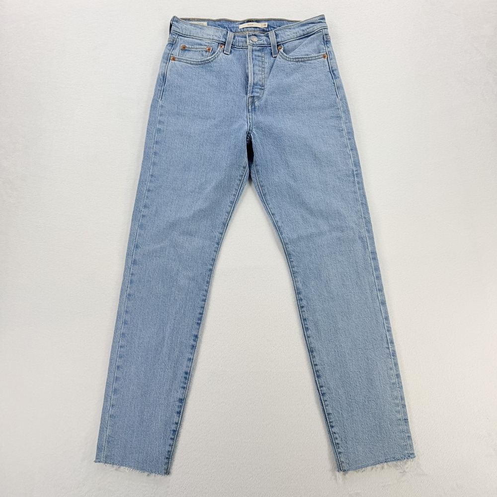 Levi's Wedgie Jeans Womens 26 Blue High Rise Slim Tapered Raw Hem Light Wash